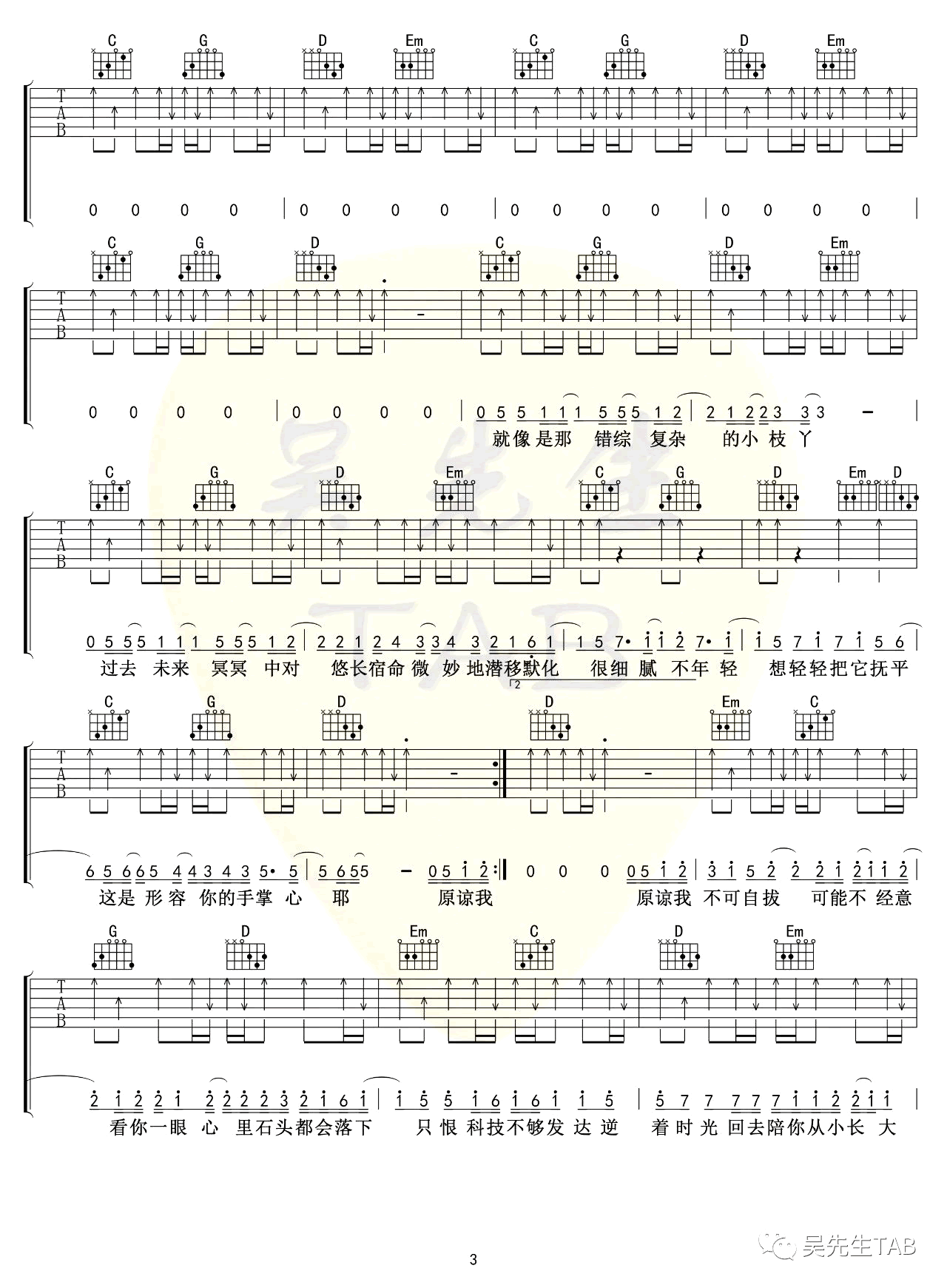 形容吉他谱_沈以诚_G调扫弦版_高清弹唱六线谱3