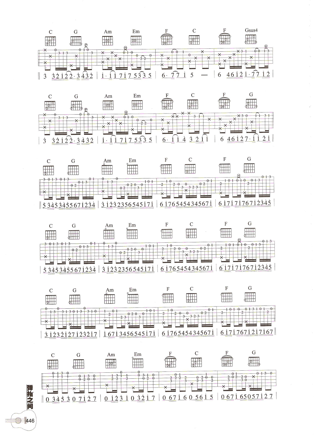 卡农指弹吉他谱_吉他独奏六线谱_高清指弹谱2