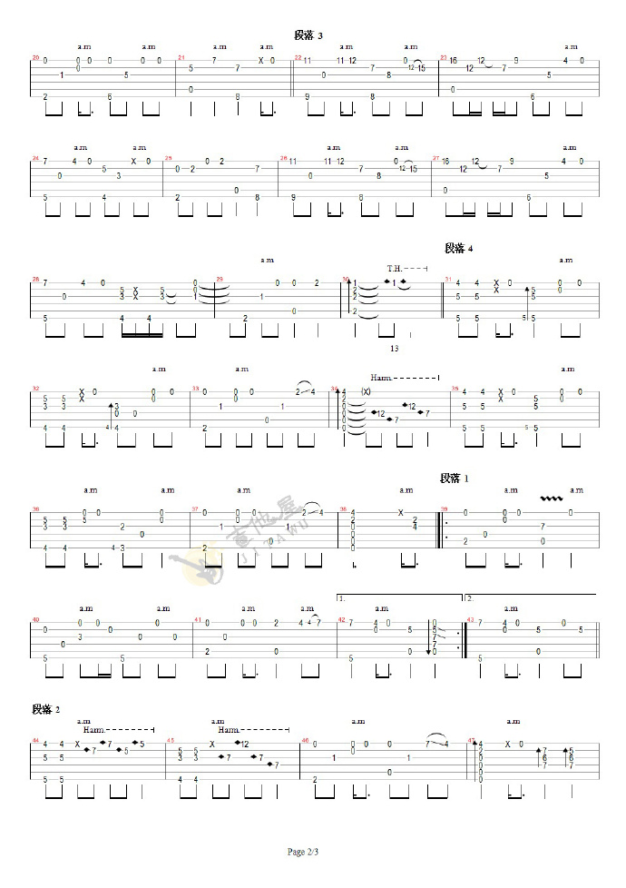 月亮的眼泪指弹吉他谱_押尾桑_吉他独奏六线谱_高清指弹谱2
