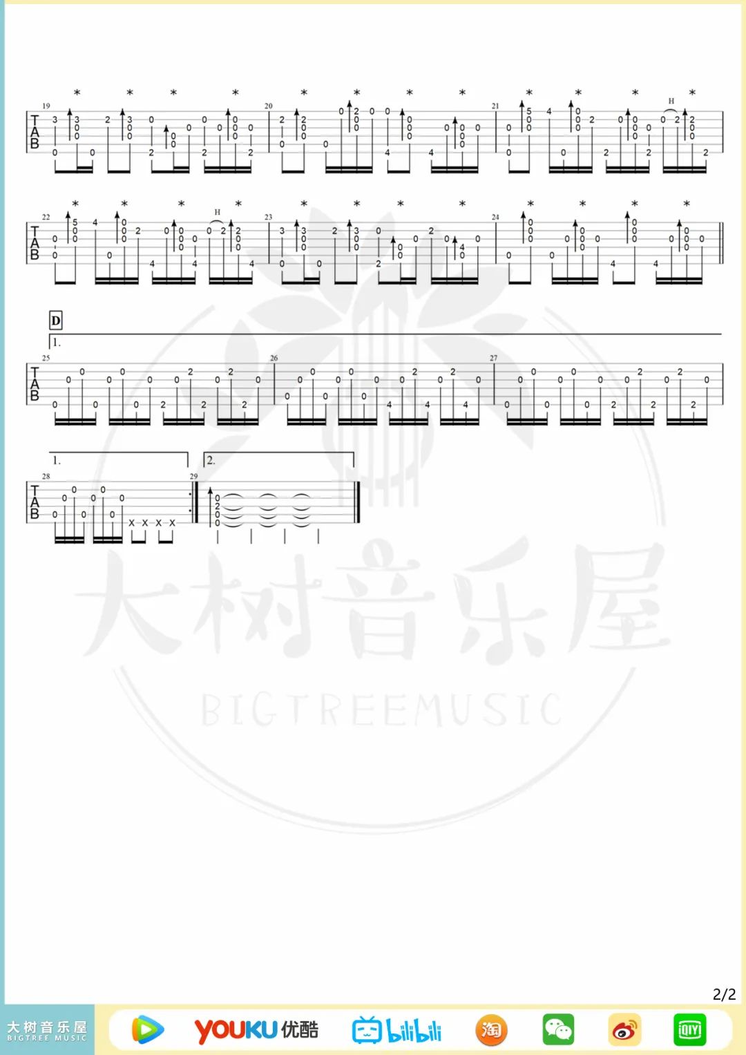 小城夏天指弹谱_LBI利比_吉他独奏六线谱_吉他指弹教学2