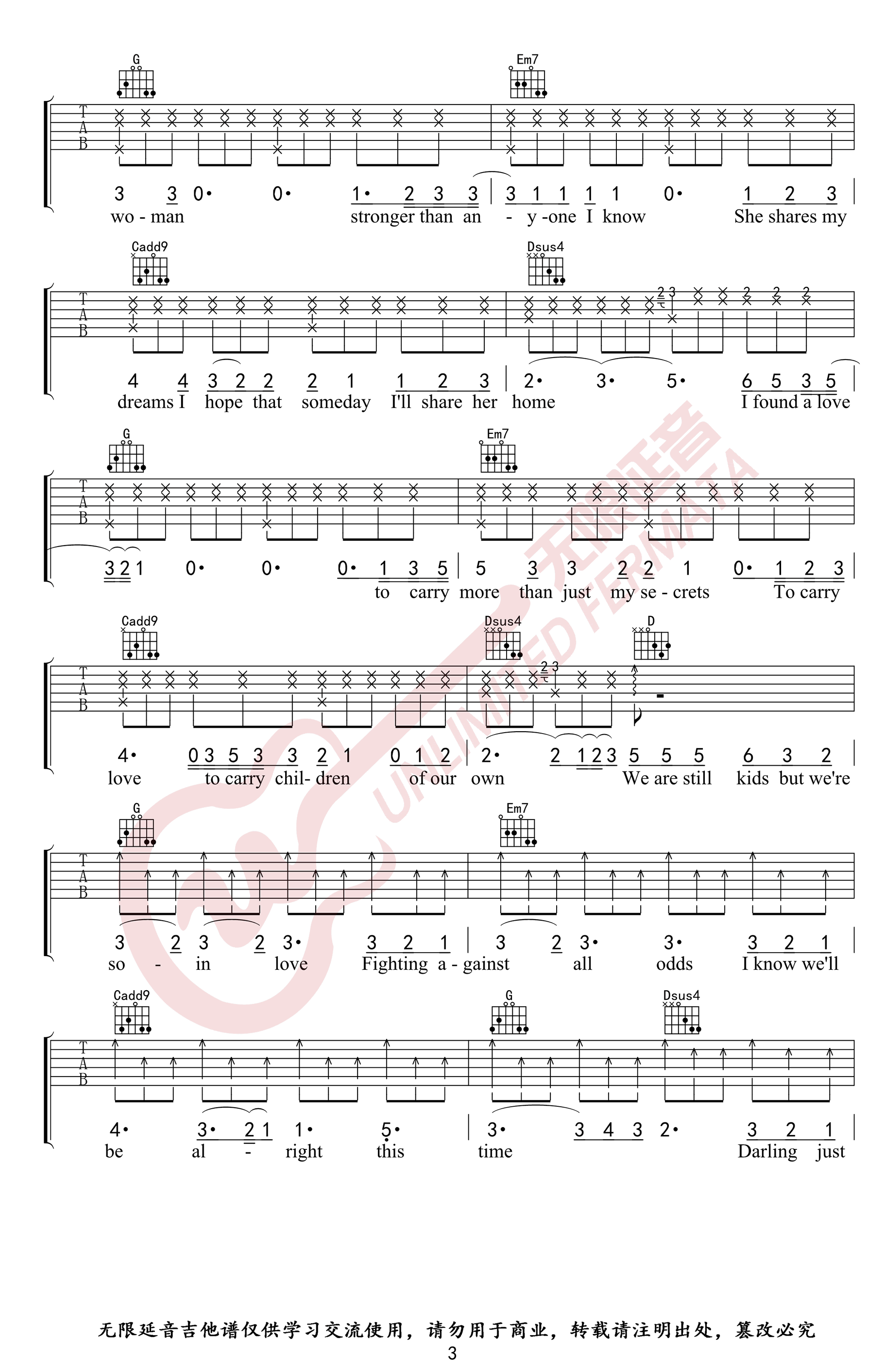 Perfect吉他谱_Ed Sheeran_G调原版_高清弹唱六线谱3