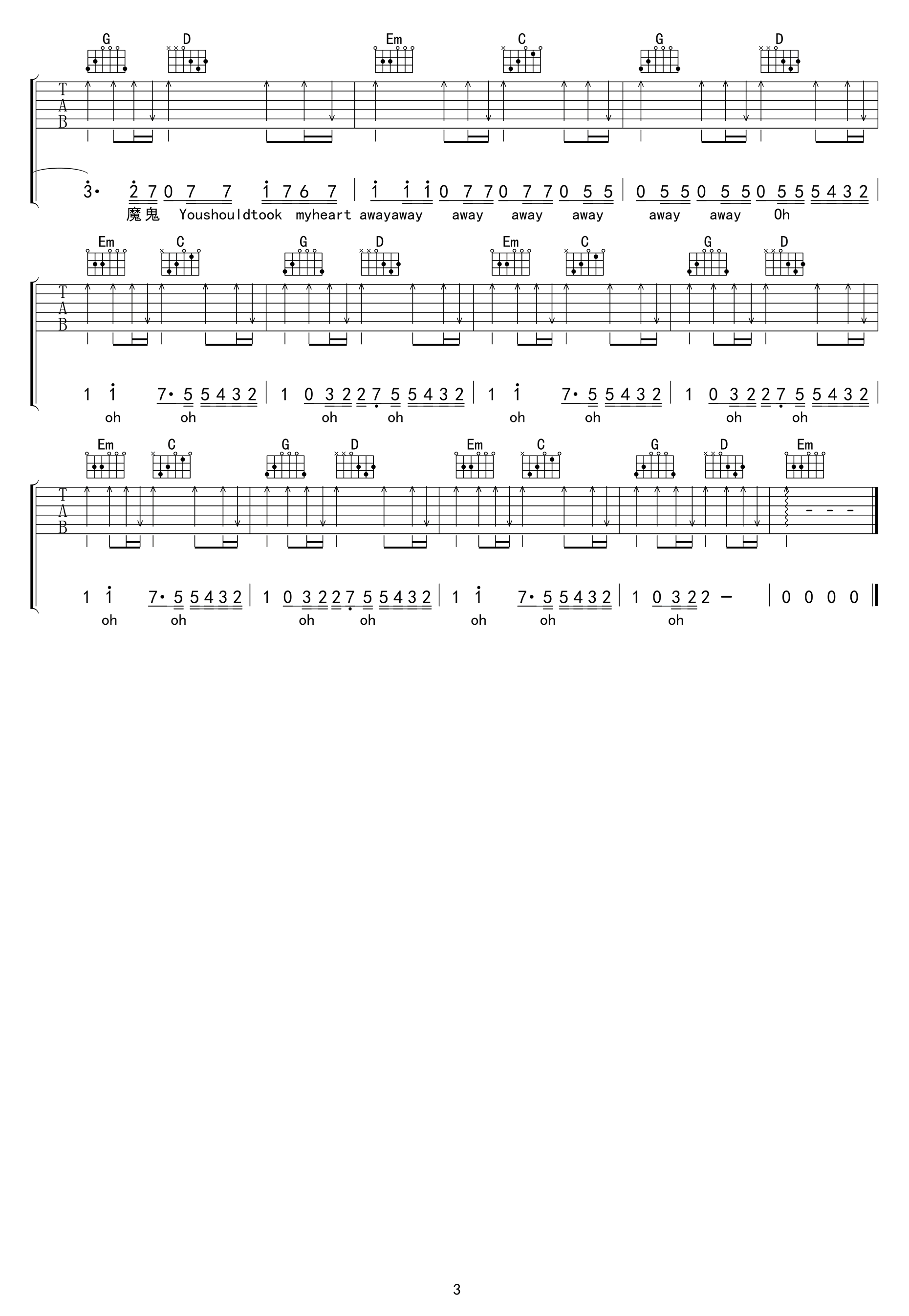 来自天堂的魔鬼吉他谱_邓紫棋_G调原版_高清弹唱六线谱3