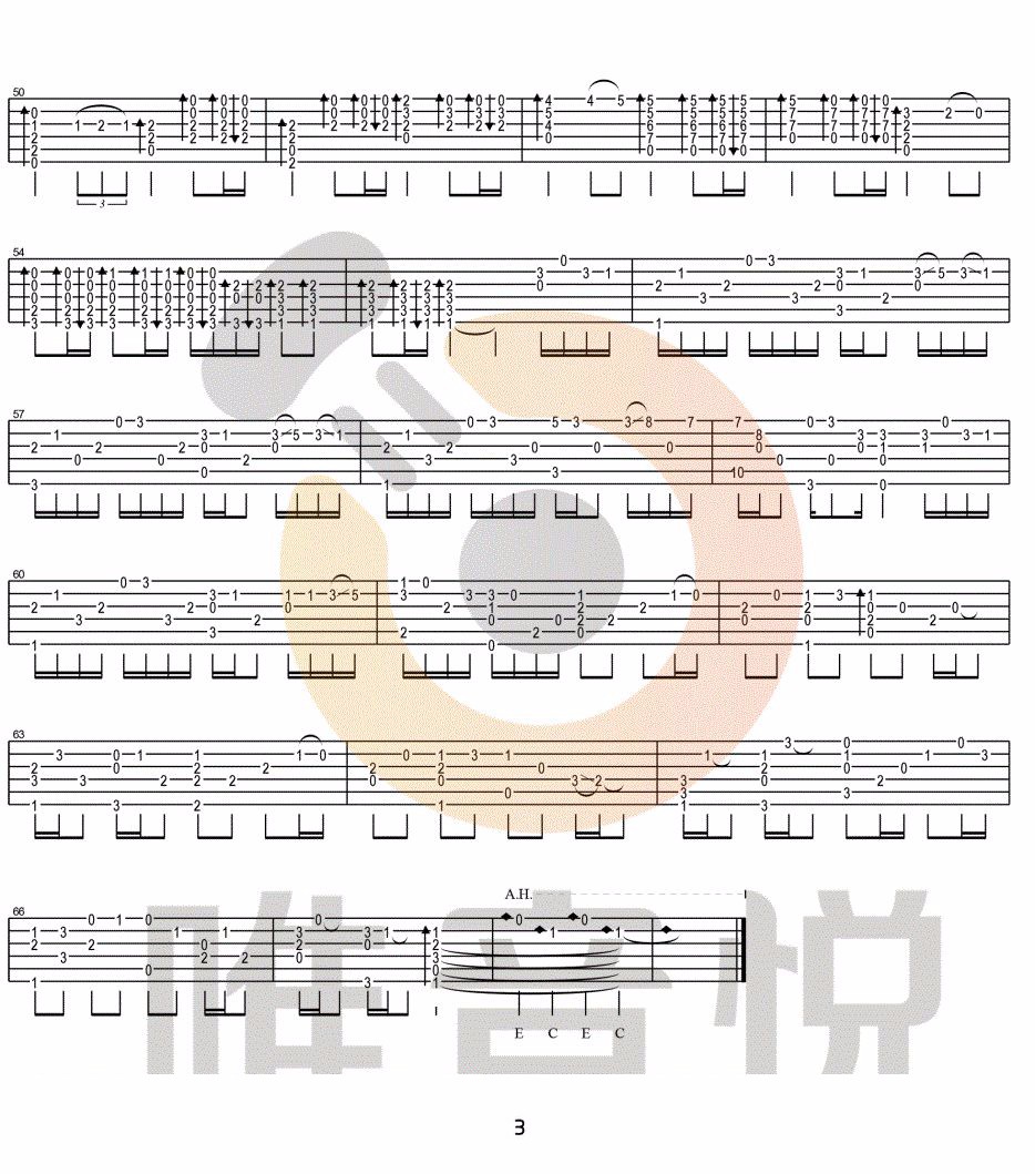 Lemon指弹谱_米津玄师_吉他独奏六线谱_吉他指弹教学3