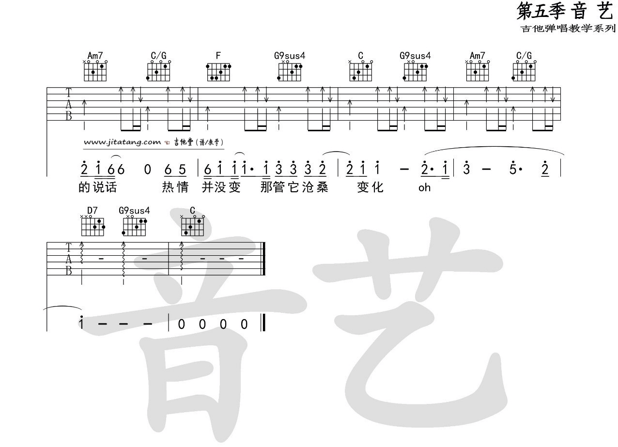 遥远的她吉他谱_张学友_遥远的她C调原版_高清弹唱六线谱4