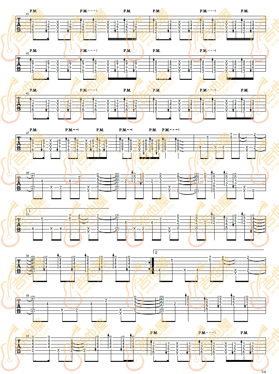 晨曦指弹吉他谱_陈亮_吉他独奏六线谱_吉他指弹教学3