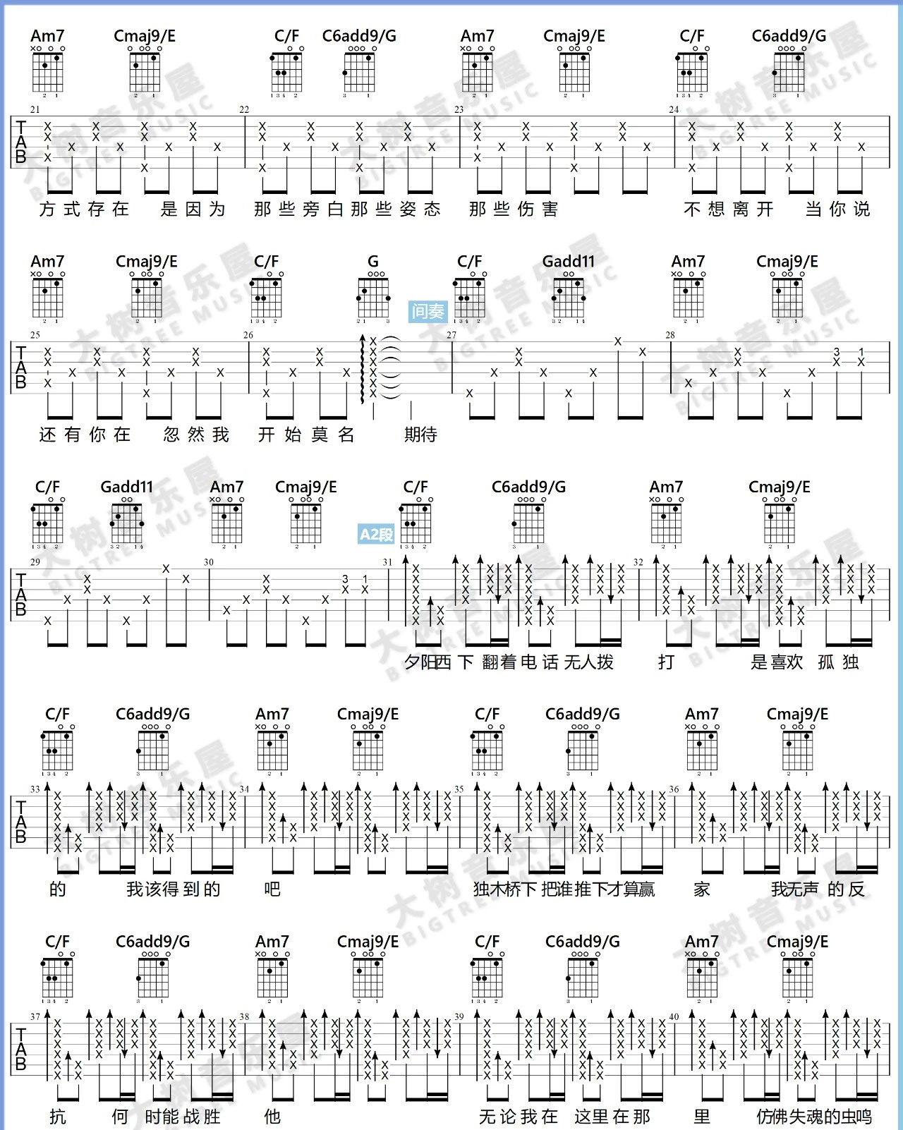 好想爱这个世界啊吉他谱_华晨宇_C调原版_弹唱六线谱2