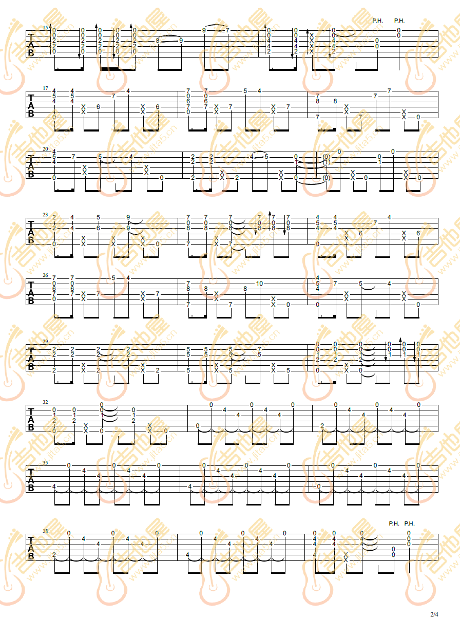 晨曦指弹吉他谱_陈亮_吉他独奏六线谱_吉他指弹教学2