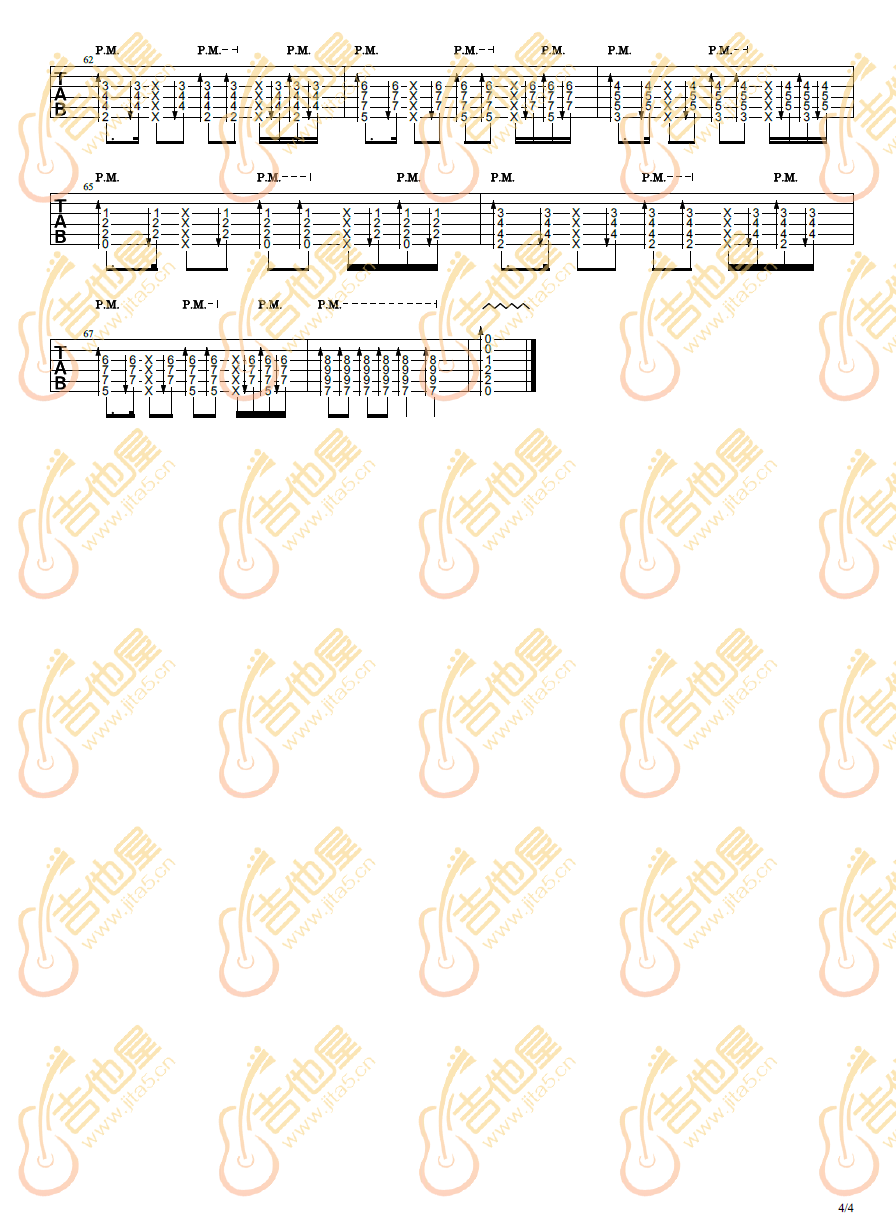 晨曦指弹吉他谱_陈亮_吉他独奏六线谱_吉他指弹教学4