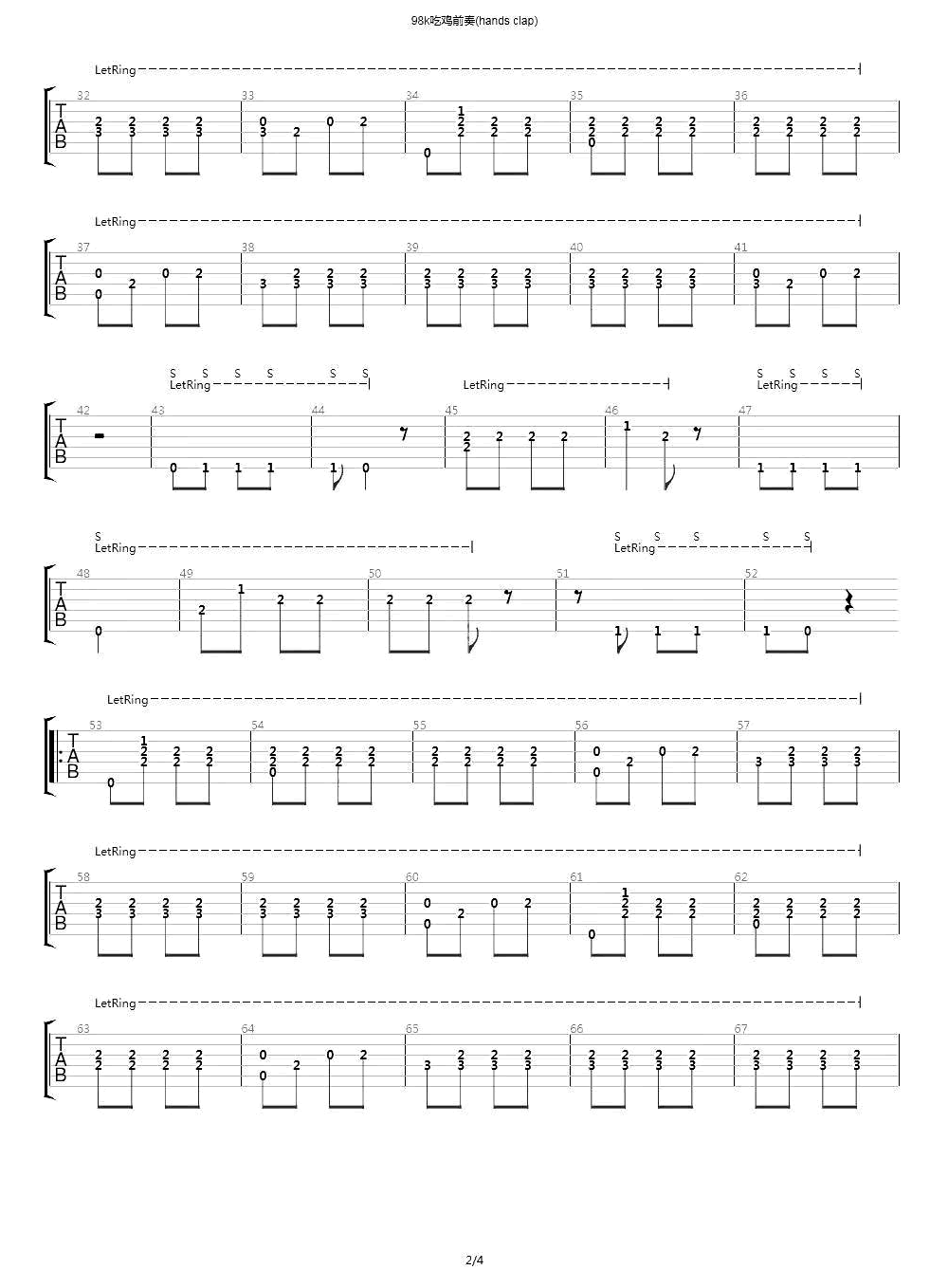 HandClap指弹吉他谱_吉他独奏六线谱_高清指弹谱2
