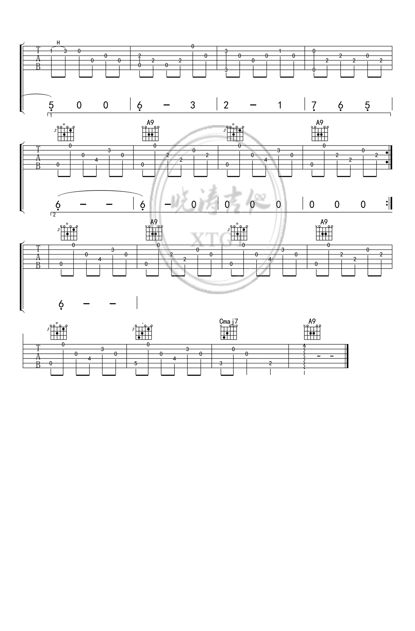 斯卡保罗集市指弹吉他谱_吉他独奏六线谱_高清指弹谱2