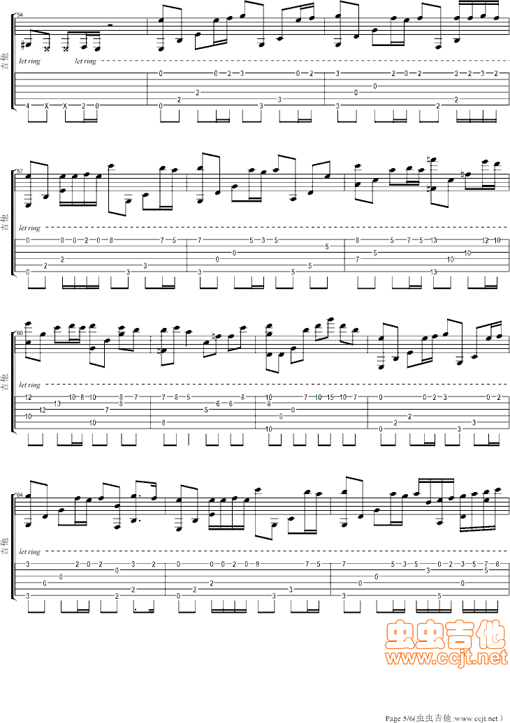 亡灵序曲指弹谱_The Dawn_吉他独奏六线谱_高清指弹谱5